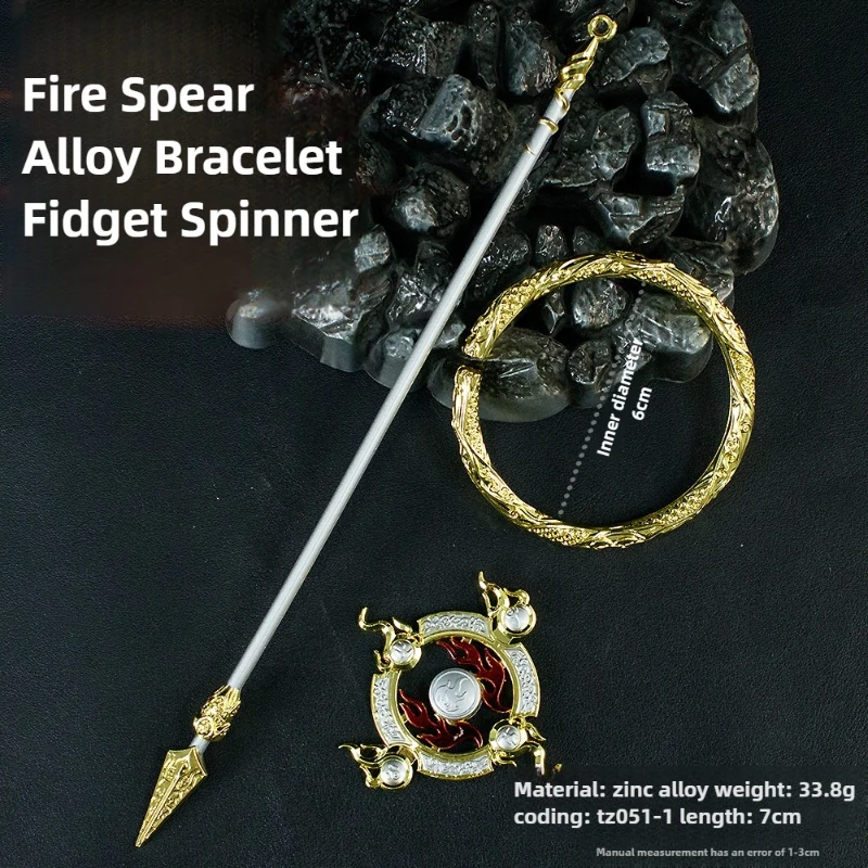22 cm/8,66 pouces Ne Zha jouet lance de feu Qian Kun cercle Bracelet vent roue de feu arme garçon Collection cadeau ornements affichage de bureau