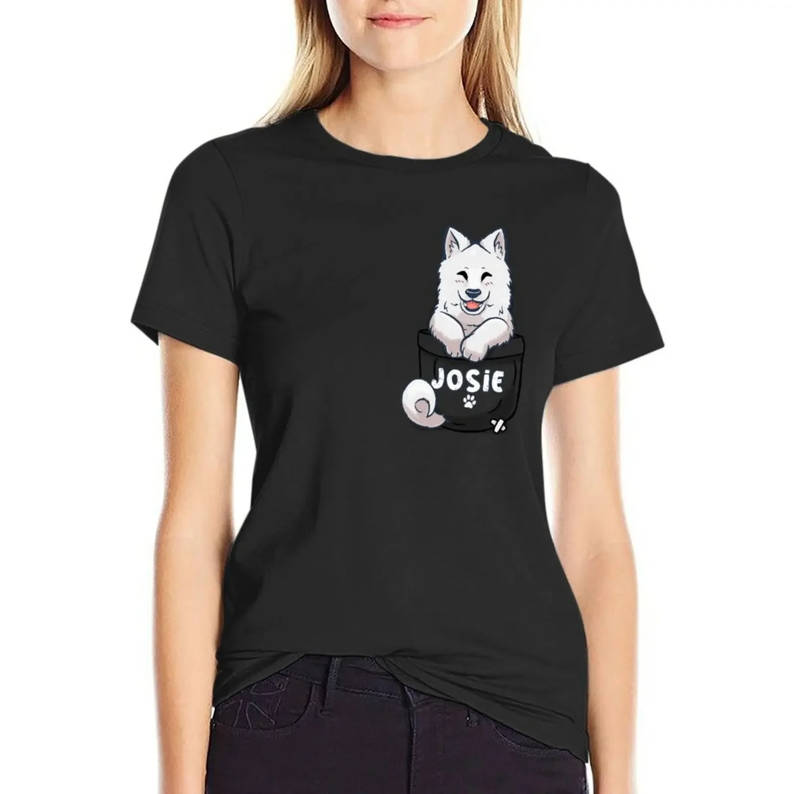 CUSTOM Name added to Pocket Samoyed T-Shirt plus size tops summer tops plus size t shirts for Women loose fit