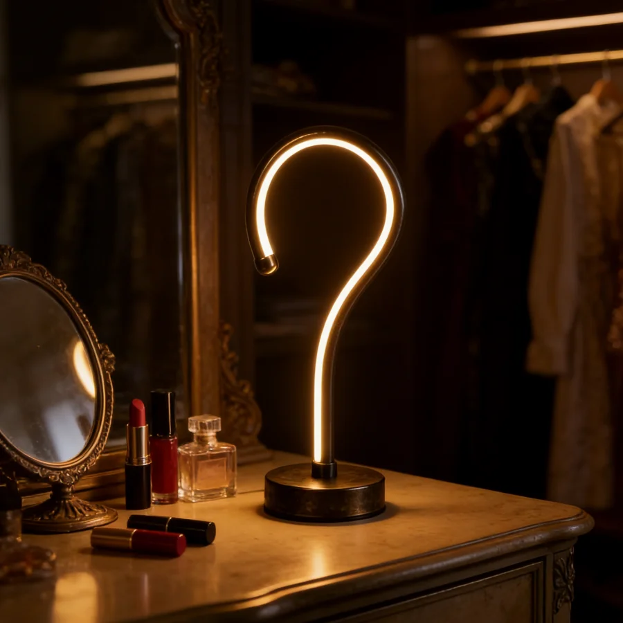 

Винтажная светодиодная настольная лампа в форме знака вопроса, 1 шт., индустриальный деревенский ночник для спальни, гостиной и домашнего офиса