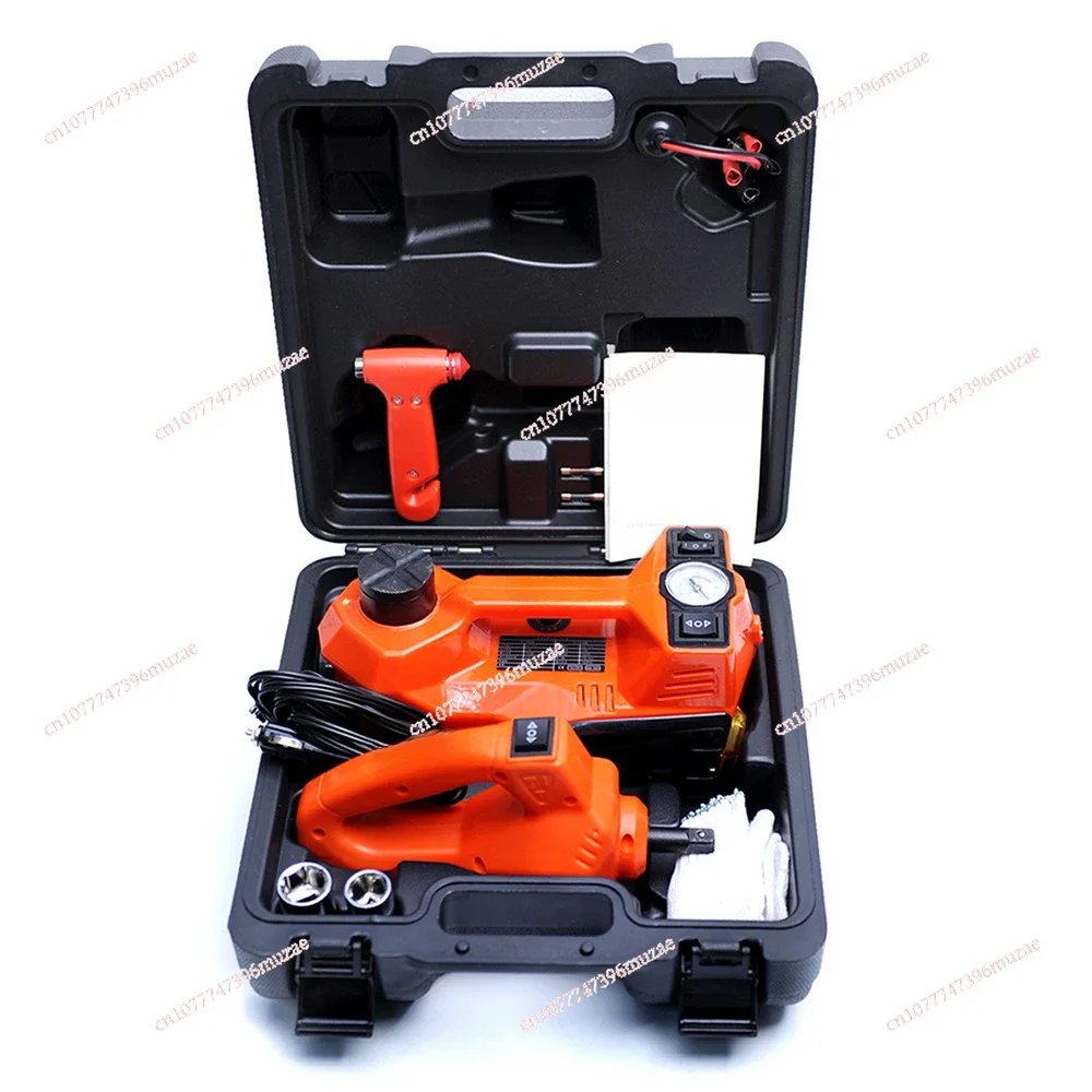 12V Electric Hydraulic Jack with Inflation Pump, LED Light, Impact Wrench, Sedan Off-road Vehicle Three in One Set