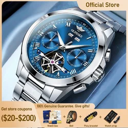 OUPINKE 3281 Mens Watch Top Brand Luxury Sapphire Automatic Mechanical Watch For Man Tourbillon Watch Calendar Week Mens Gifts