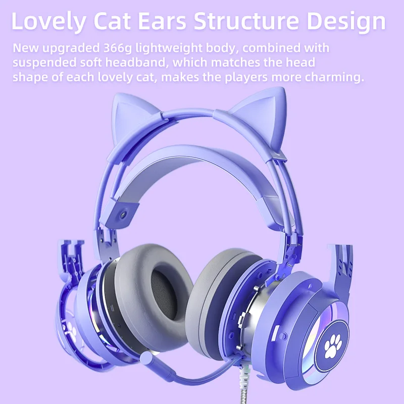 Cat Ear Gaming Headphones For PC Computer Gaming Headsets With Microphone Noise Cancell Wired USB 3.5mm Plug For PS4/Xbox One