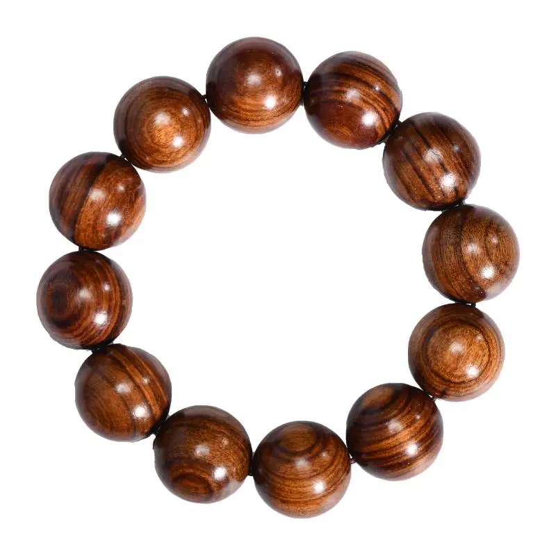 Natural Huanghuali Wood Beaded Bracelet Black 1Pcs Smooth Polished Unique Texture for Daily Wear Collection Souvenir Jewelry