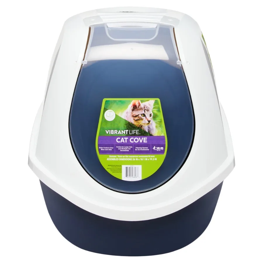 

Умный закрытый лоток для кошек Mega Smart Cat Cove, сине-белый