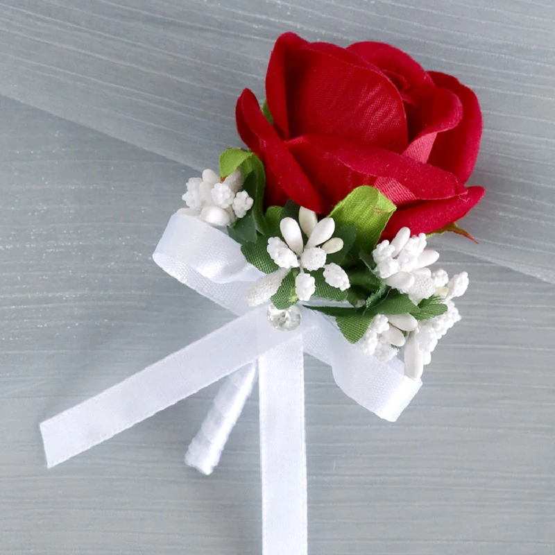 Juego de ramillete y ojal de muñeca para novio, padrinos de boda, novia, damas de honor, accesorios de flores para boda, decoraciones para traje de fiesta de graduación, 2 uds.
