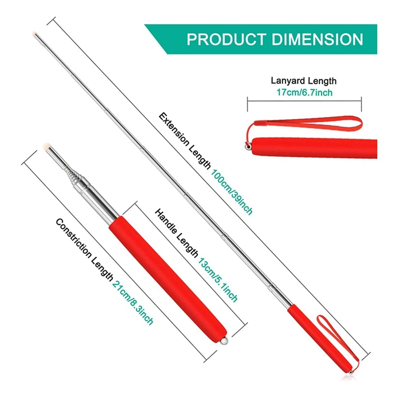 3 Pack Telescopic Teachers Pointer Retractable Handheld Presenter Extendable Classroom Whiteboard Pointer With Lanyard