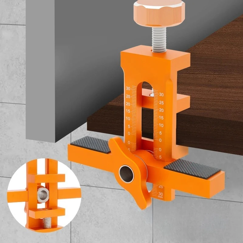 Cabinet Making Auxiliary Jig for Panel, Rebound Device and Hinge Installation - No Handle Cabinet Panel Install Leveling Clamp