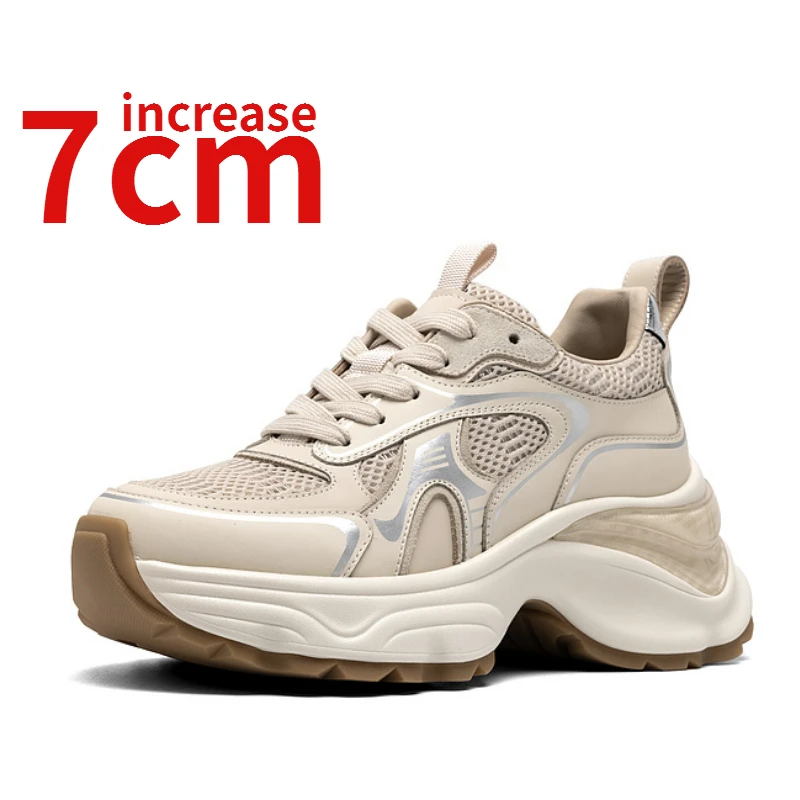 

Retro Style Dad's Shoes for Women's Height Increased 7cm Breathable Sports Casual Shoes Comfortabl Fashionable Elevator Sneakers