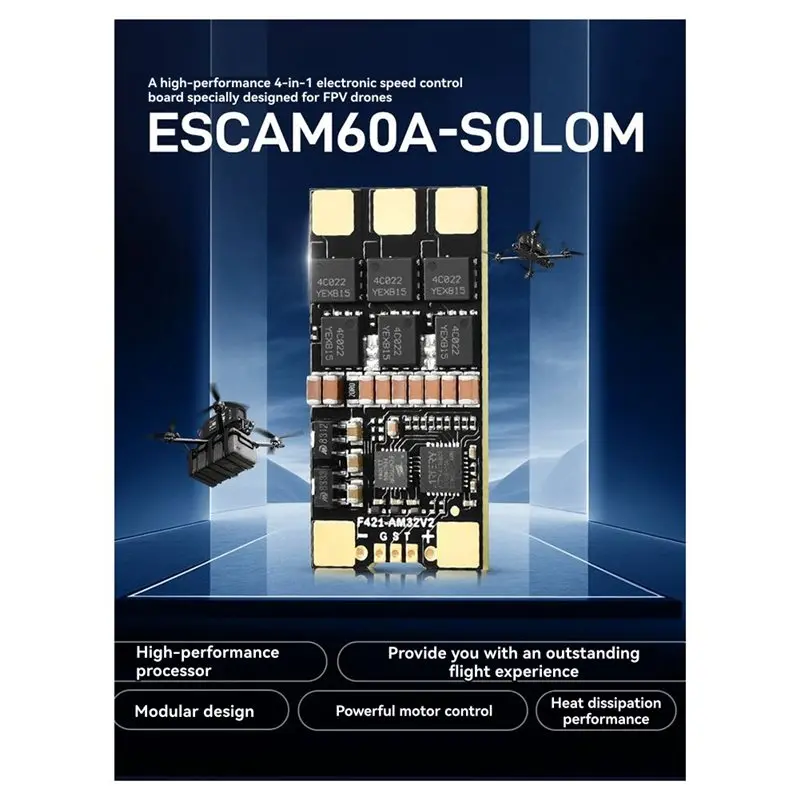 Immagine 5: ESC FPV 60A ad alte prestazioni per Droni FPV, con tensione di ingresso 3S-6S, compatibile con FPV FC 60A
