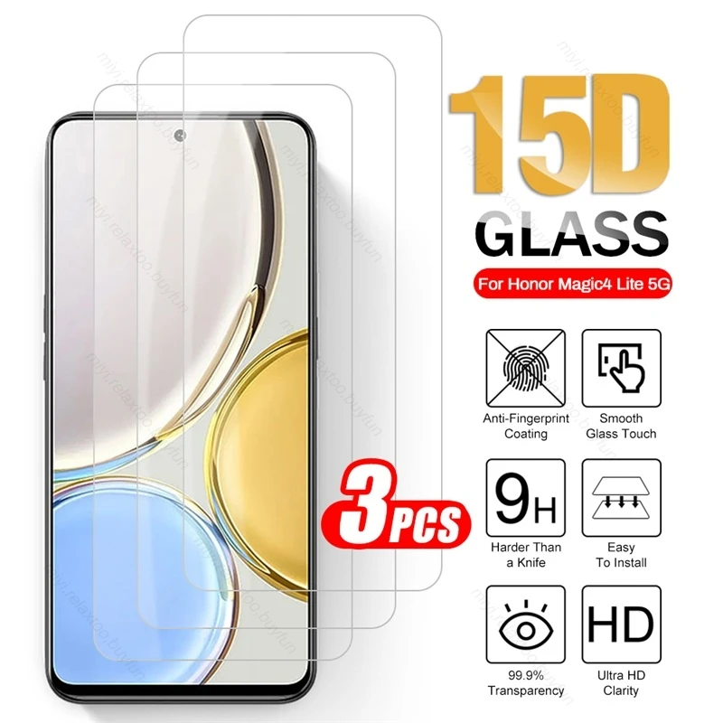 3Pcs Volledige Cover Gehard Glas Voor Honor Honer Honar Magic 4 Lite Magic4 Lite 4 Licht 5G 4G Screen Protector Explosieveilige Film