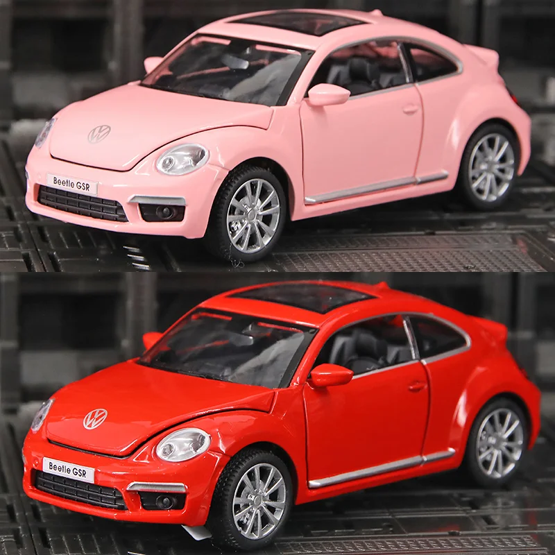 1:32 Volkswagen Beetle modello di auto in lega diecast e veicoli giocattolo simulazione suono e luce tirare indietro giocattoli per auto per regali per bambini