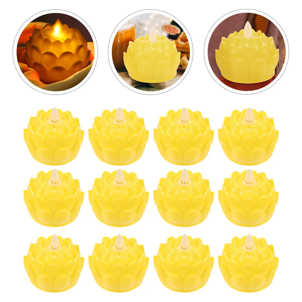 12Pcs LED Lotus Lamp Beautiful Creative Design Exquisite Workmanship for Home Temple Office Decoration