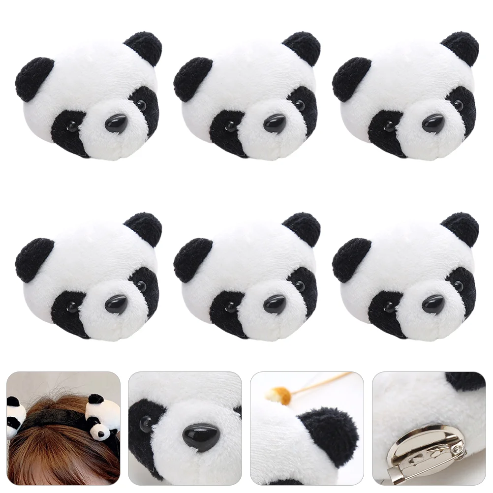 6 Pcs Panda Brooch Pretty Breast Pin Boutonniere Pins Decoration Plush Badge Lapel