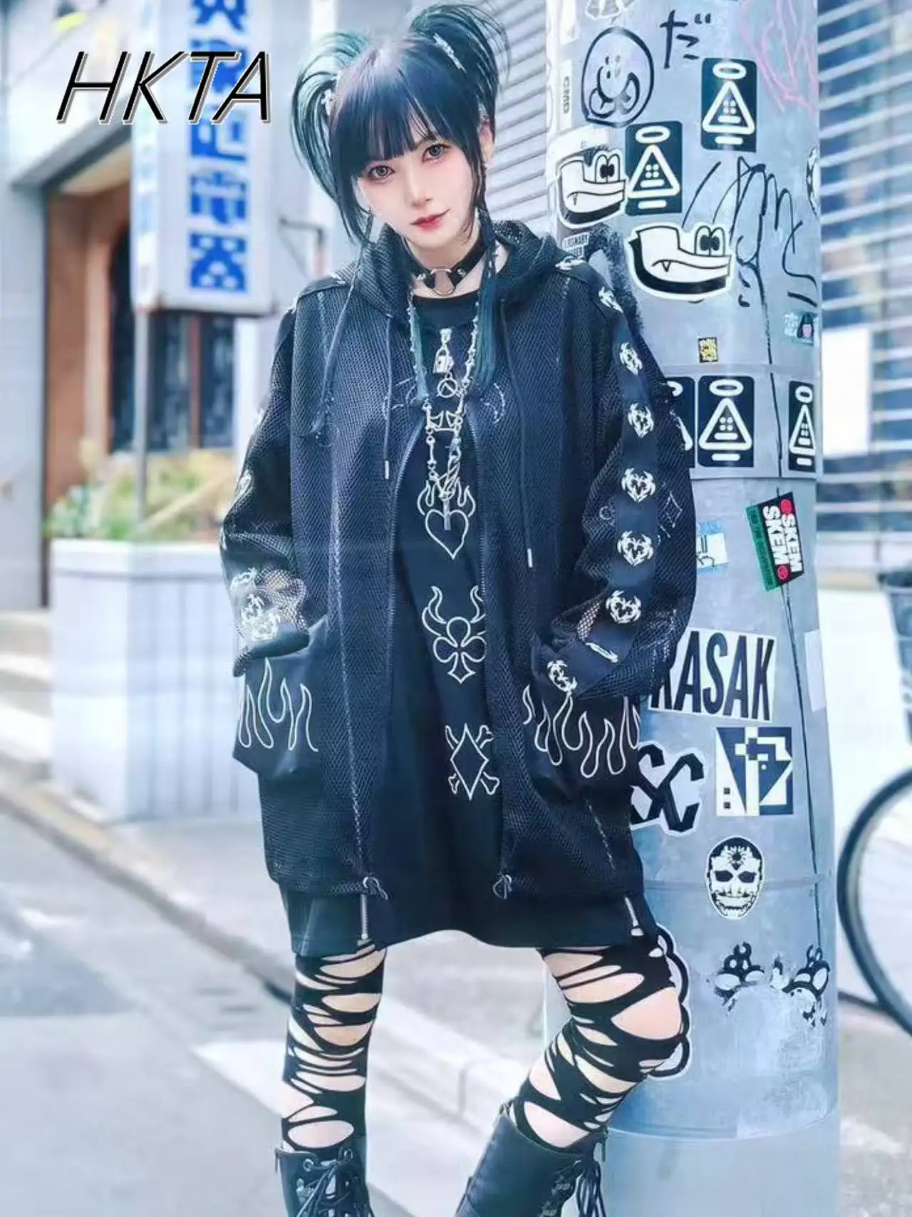 2025 Estate Nuovo Giapponese Harajuku Sottocultura Off-spalla Cerniera Scuro T-shirt Ragazza Giapponese Mine Dress a maniche corte Tshirt Dress