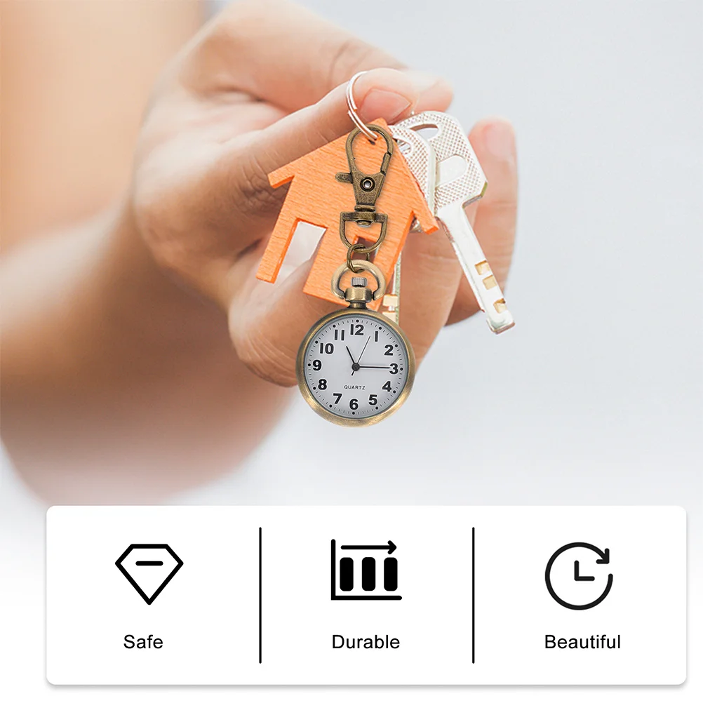 2Pcs Hanging Nurse Pocket Watch Keychain Large Dial Design Clip for Nurses Travel Work Convenient Accurate Time