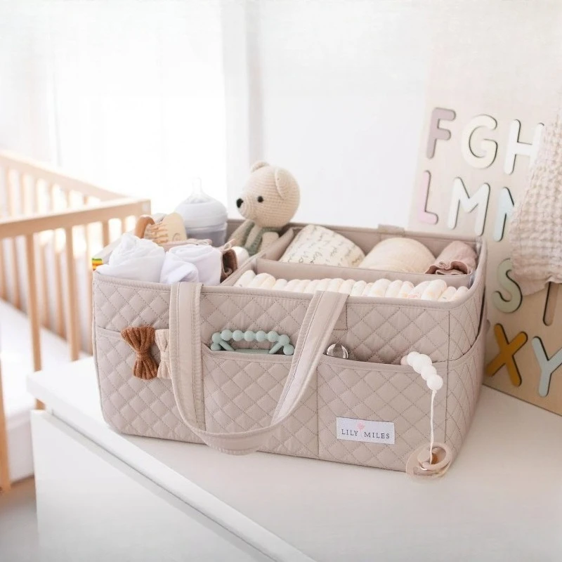 

Baby Diaper Caddy & Tote Bag Pouch Portable Nursery Storage Basket for Newborn Essentials Changing Table & Car Caddy Organizer