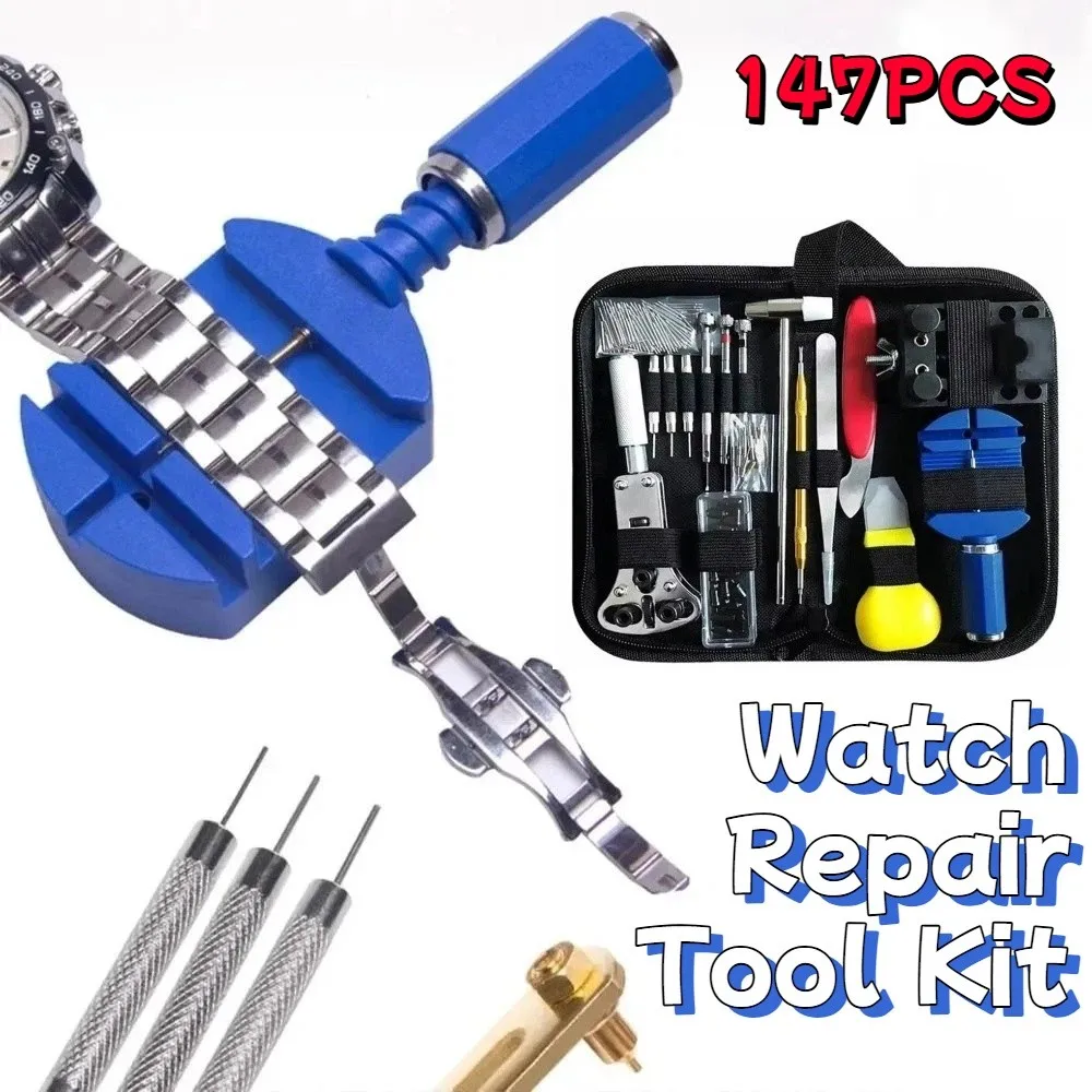 

147Pcs/Set Non-slip Watch Repair Tool Set Durable Precise Watchband Removal Tool Household with Opener Remover Tweezers