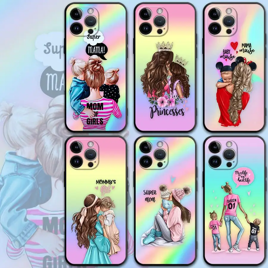 Super Mom Baby Case for iPhone 16 15Pro 12 13 14 11 Pro Max XR 7 8 SE XS MAX 12Mini 16 Plus 14Pro 13Pro Phone Cover Capa