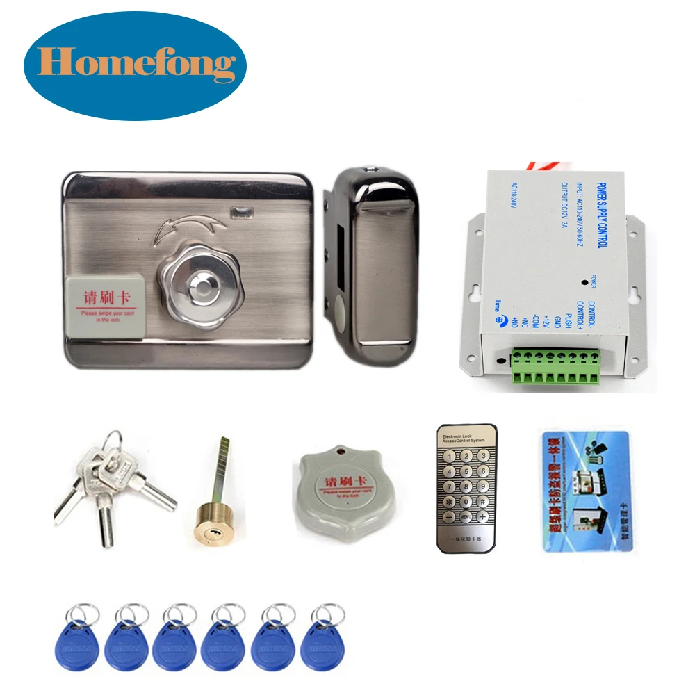 homefong porta sistema de controle acesso kit fechadura da porta eletronica com fonte alimentacao 3a para casa 01