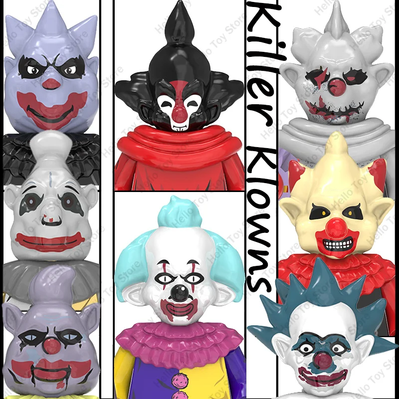 

2025 Horror Killer Klowns, экшн-фигурки, строительные блоки, классический триллер на Хэллоуин, Джокер, куклы, кирпичи, модель игрушки, подарочные наборы