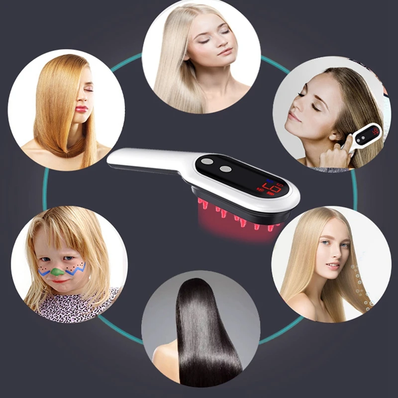 Anti Hair Loss Massage Comb Electric Magnetic Therapy Red Infarred Cordless Hair Growth Comb Head Massage Scalp Brush Durable