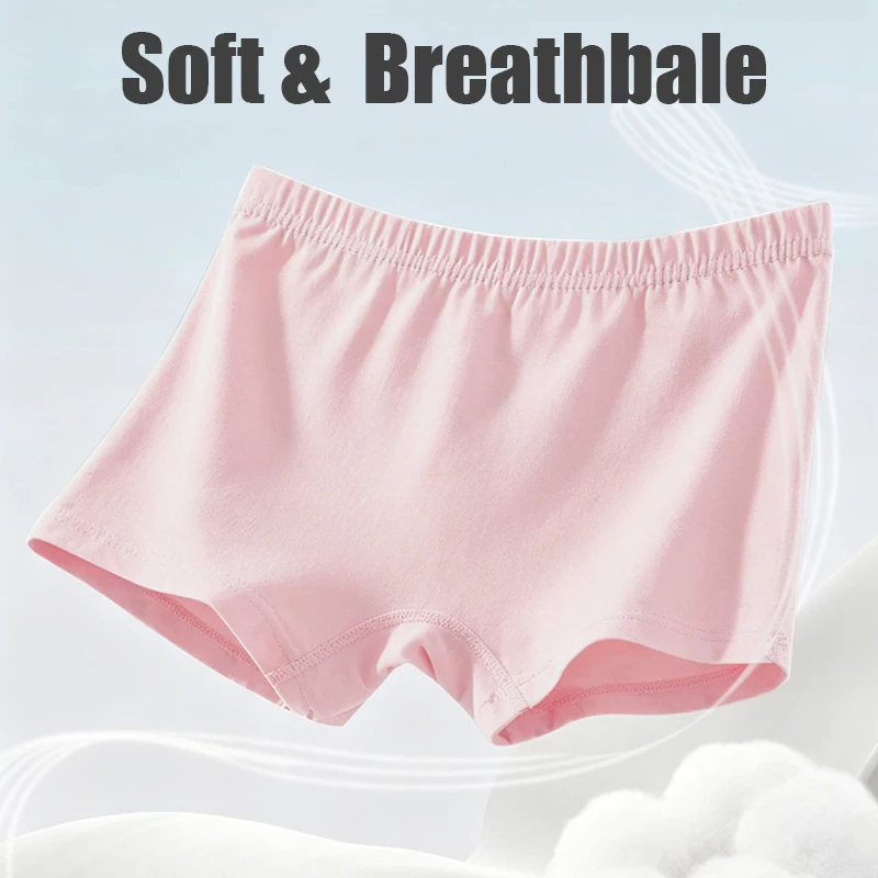 4 Pcs Girls Cartoon Panties Soft Breathable Kids Girls Underwear Cute Print Cotton Boxer Children Shorts Underpants for Girls
