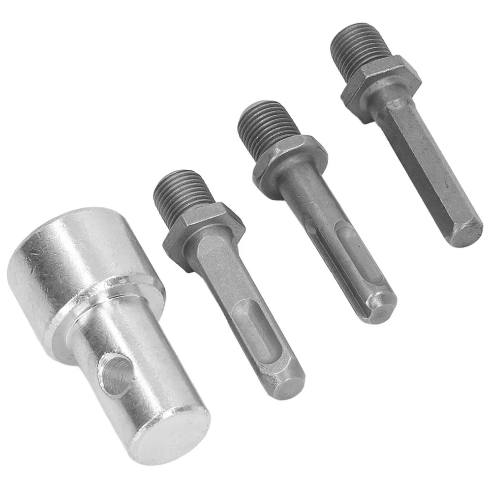 

Carbon Steel Auger Adapter Round Chuck Silver Garden Auger Drill Connector Easy to Handle Universal Drill Bit Adapter Garden