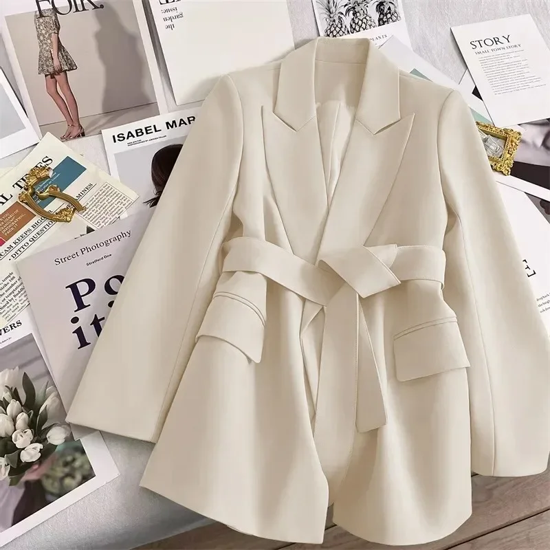 Long Sleeve Coats Pocket Jacket Office Lady Trendy Outerwears Loose Solid Elegant Blazer Fall Clothes New Products Streetwears