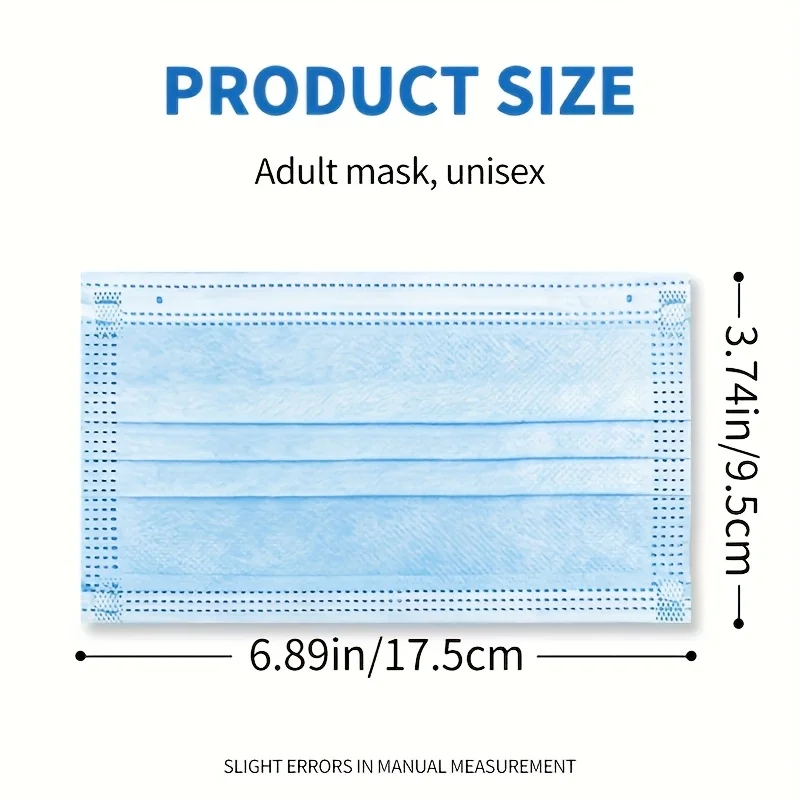 50/100 шт. одноразовые защитные маски для лица, синие, 3-слойные маски для лица с ушной петлей, эффективная защита, дышащие модные маски