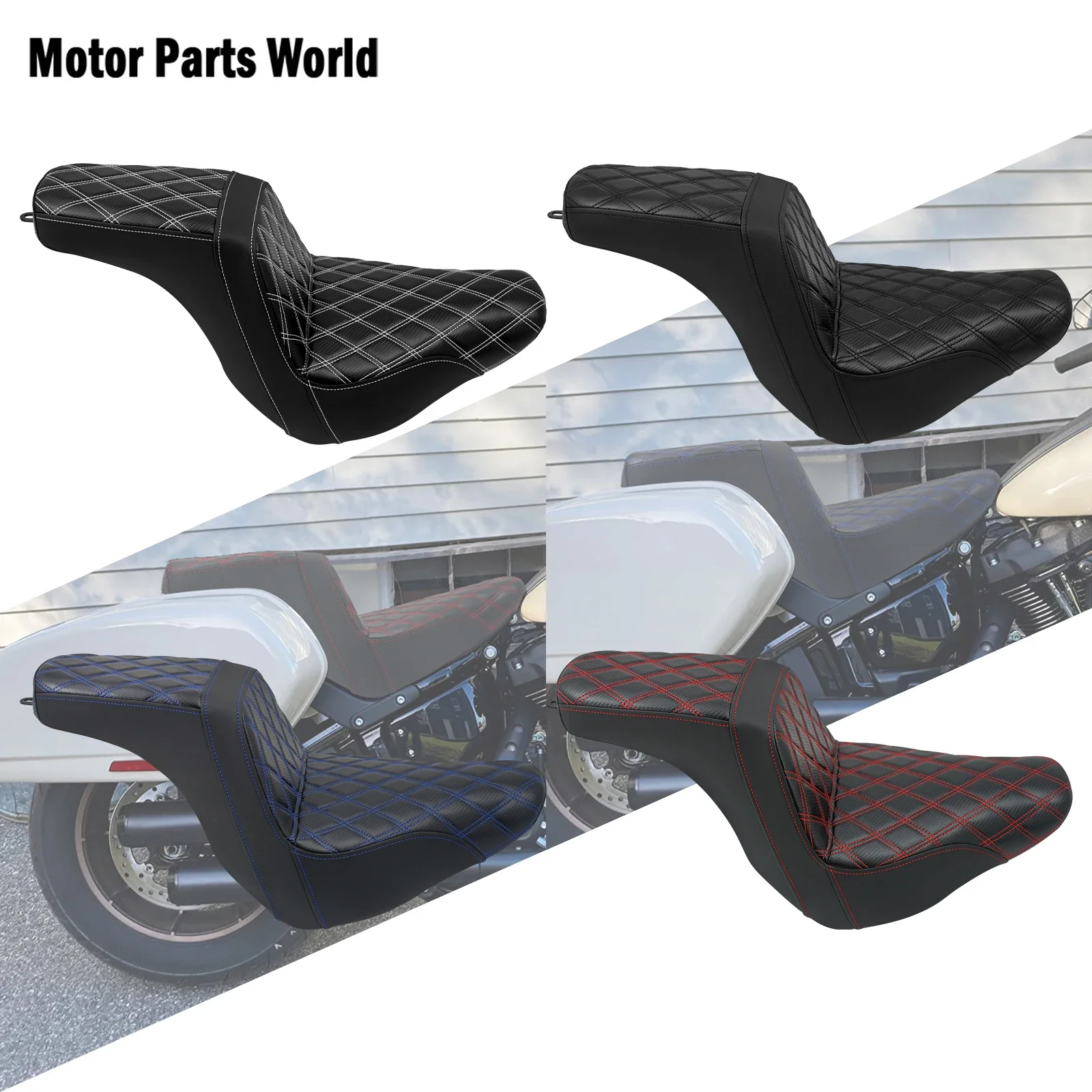 

Motorcycle Two Up Driver Front Rear Passenger Seat Cushion Pad For Harley Softail Sport Glide Low Rider FXLR FLSB FXLRS 2018-Up