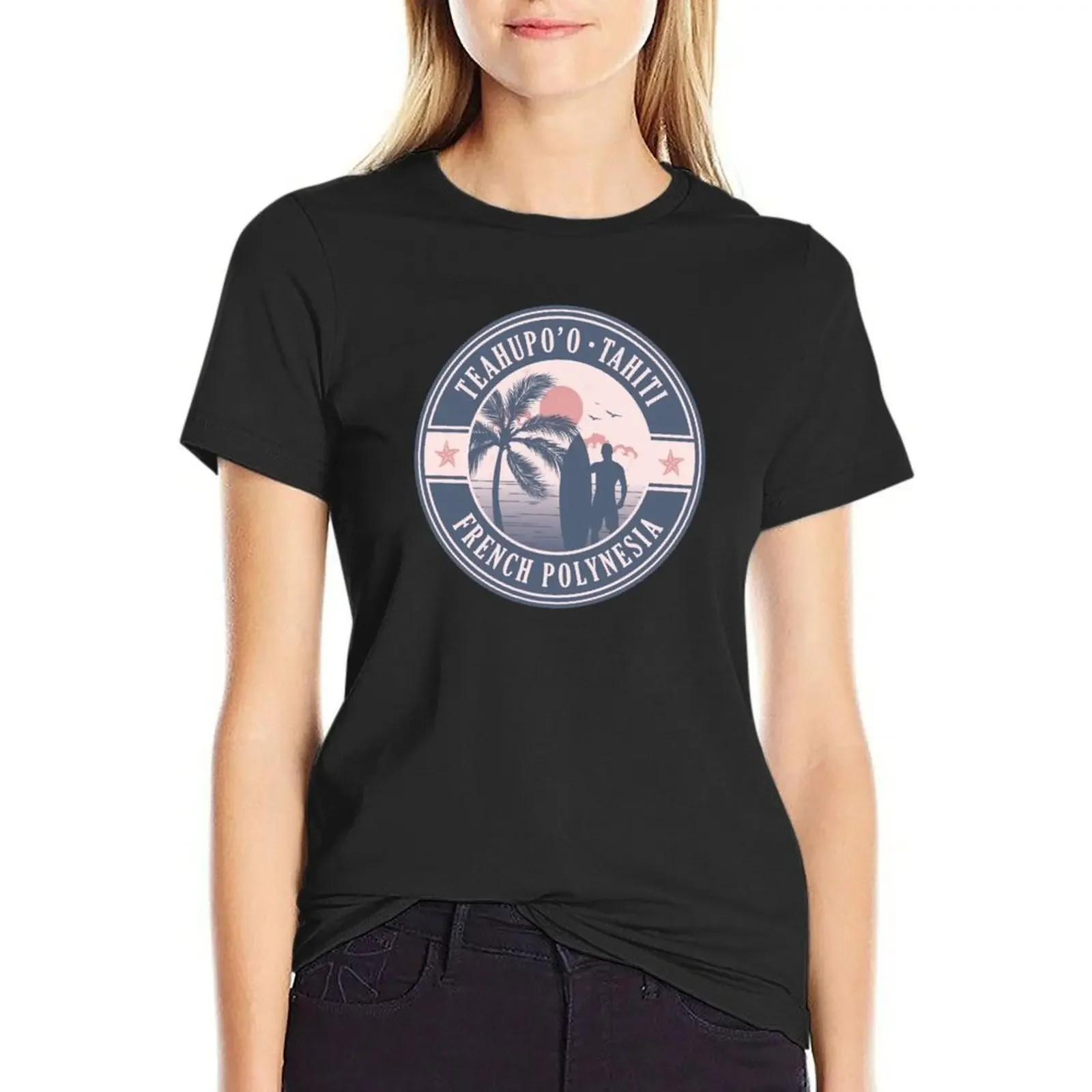 

Teahupo’o Tahiti French Polynesia Vintage Summer Surf Design T-Shirt female korean fashion Top Women