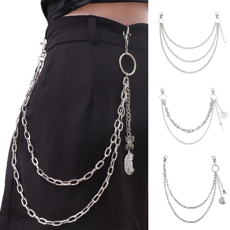 Harajuku Hip Hop Pants Chain Punk Jeans Chain Wallet Jewelry Unisex Trousers Ornament Aesthetic Halloween Chain for Daily Wear