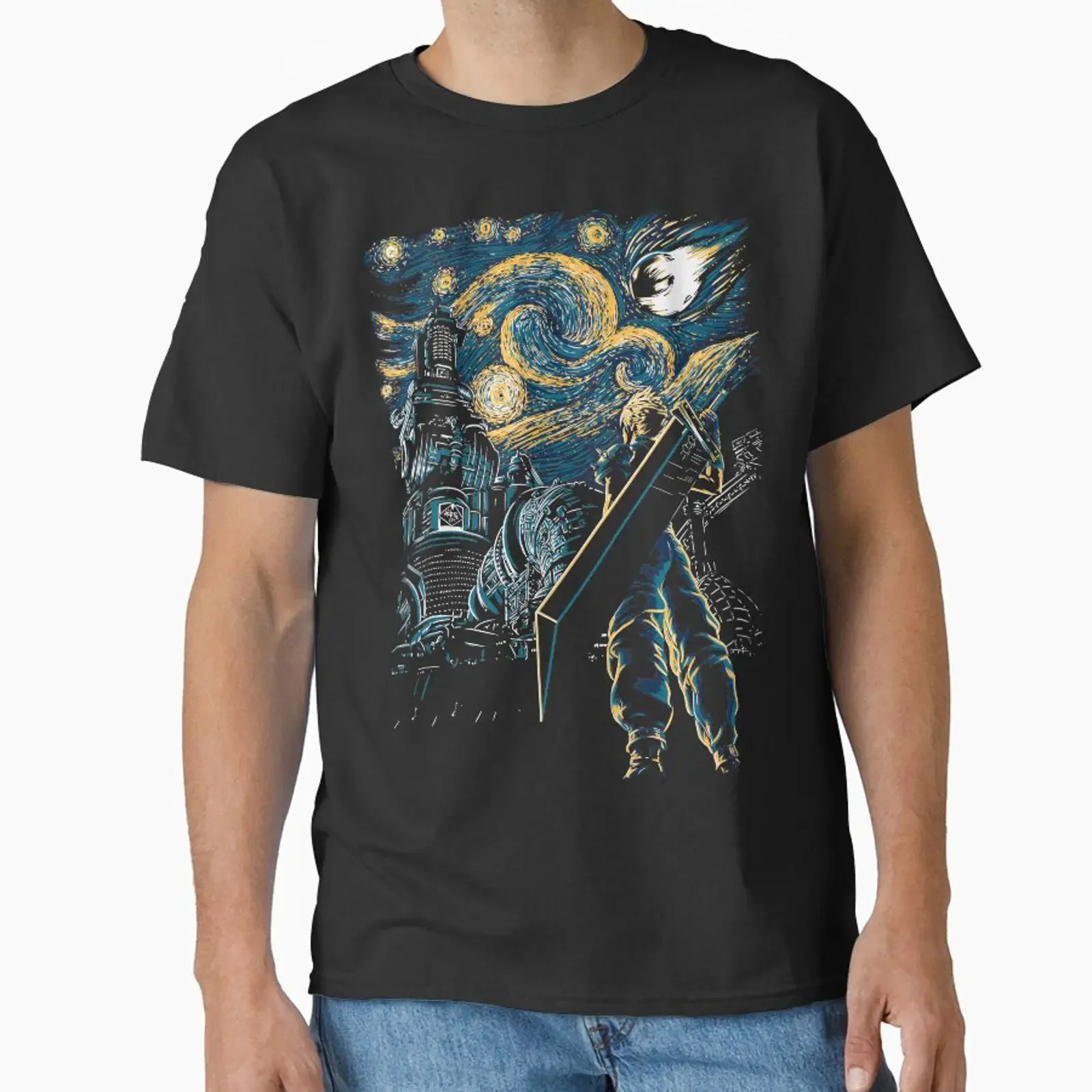 Starry remake designed and sold by Ibigo vintage Washed fashion Stretched Comfortable homme Top For Everyday Wear Soft