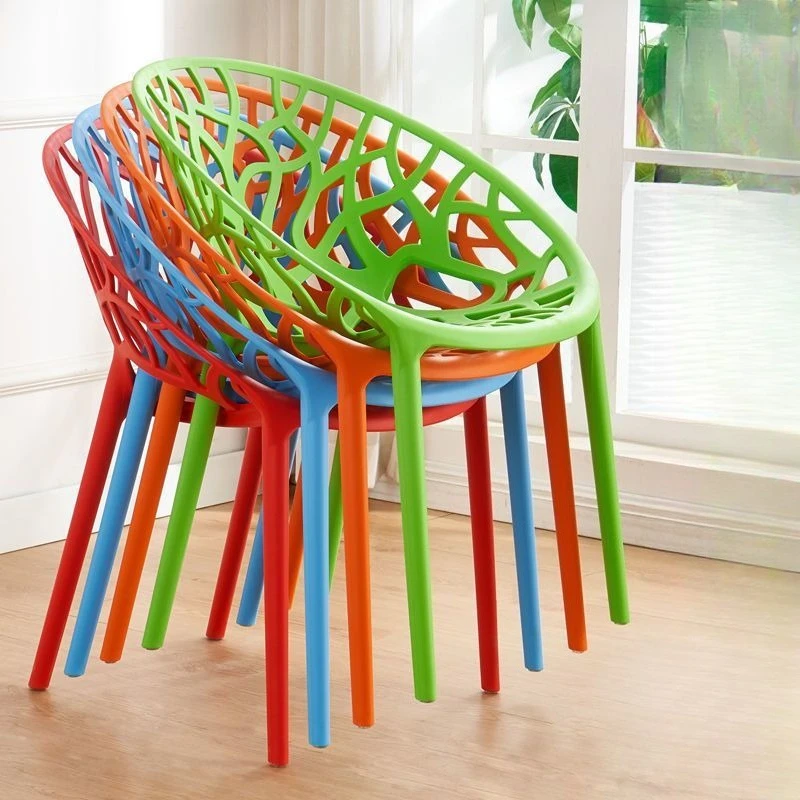 

Simple modern Nordic plastic breathable backrest creative home hotel ordinary dining chair adult balcony outdoor negotiation