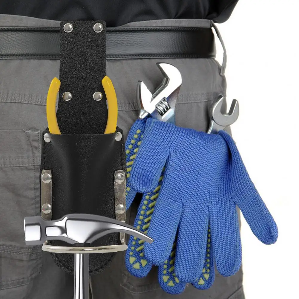 

Tool Bag with Hammer Mount Construction Tool Organizer for Belt Durable Faux Leather Tool Belt Bag with for Pliers for Scissors