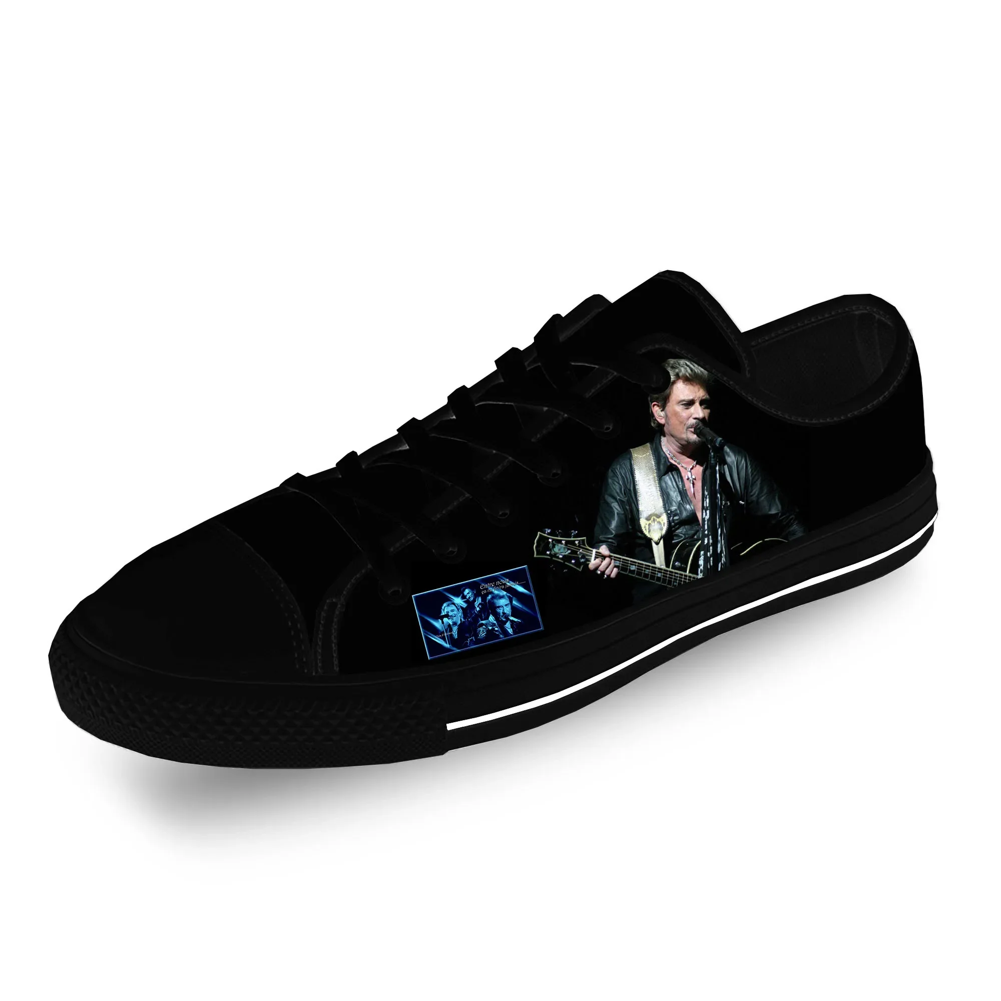 Johnny Hallyday Rock Star Lightweight Cloth 3D Print Funny Fashion Low Top Canvas Shoes Men Women Casual Breathable Sneakers