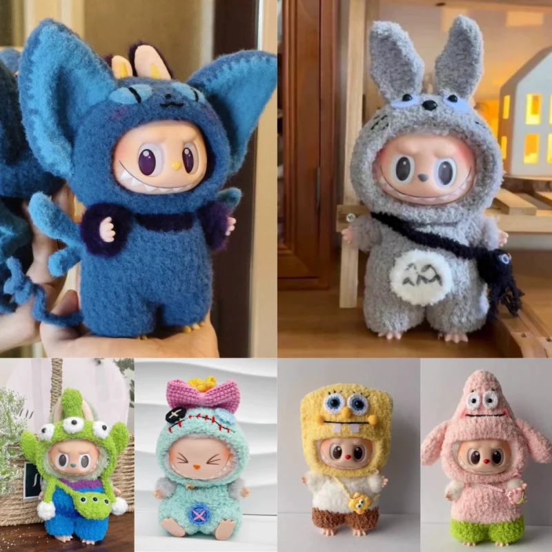 

[Only Clothes] 2025 New 17cm For Labubu Clothes The Monsters Stitch Costume Labubu Clothescreative Cartoon Macaroon Clothes