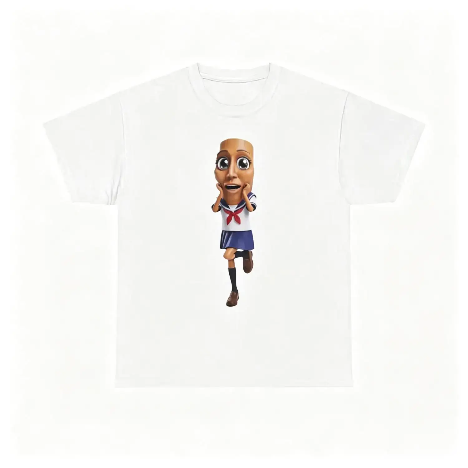 Tung Anime Girl T-Shirt | Tung Tung Tung Sahur Brainrot Meme Unisex Heavy Cotton Tee