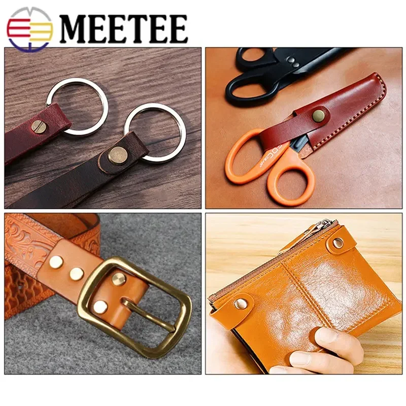 Meetee 20/50Pcs 5-8mm Flat Head Screws Nail Rivet Buckle Bag Book Notebook Metal Binding Belt Hardware Spikes Buckles Accessory