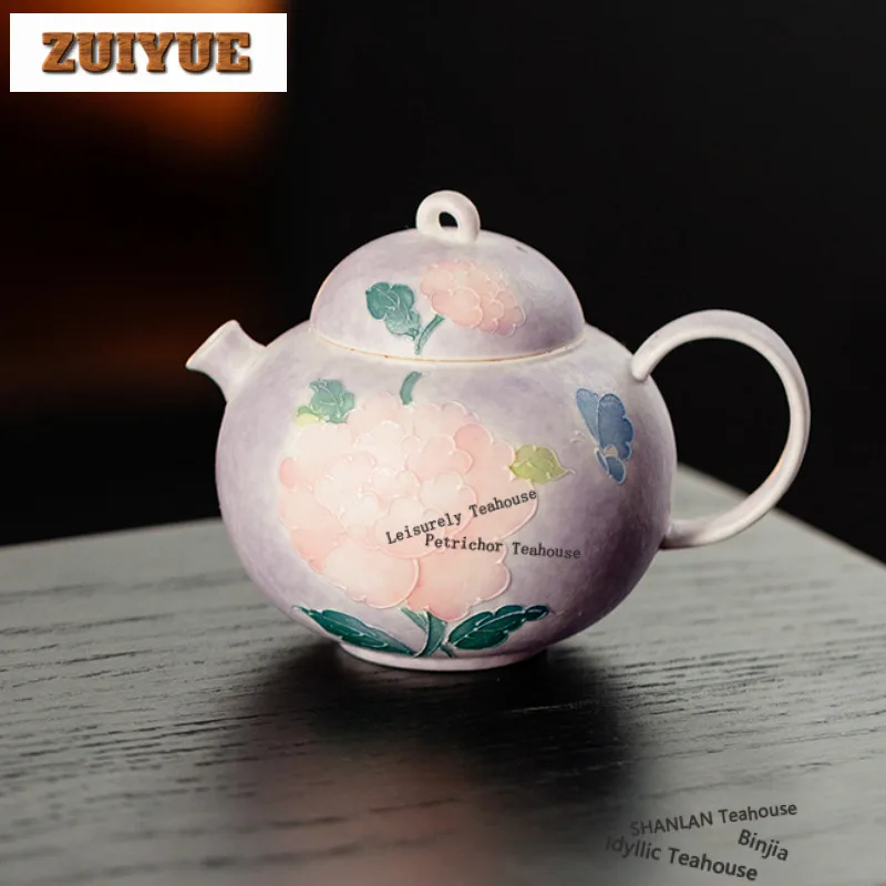 

150 мл ручная роспись чайник с пионом традиционный чайник для заварки чая чайник с шариковым отверстием для чайных принадлежностей украшения ремесло