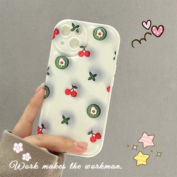 Phone Case For Iphone 15 14 13 12 11 Pro Max Ins Cream Colored Strawberry Silicone Case For Iphone 15 14 Plus Xs Max Xr X