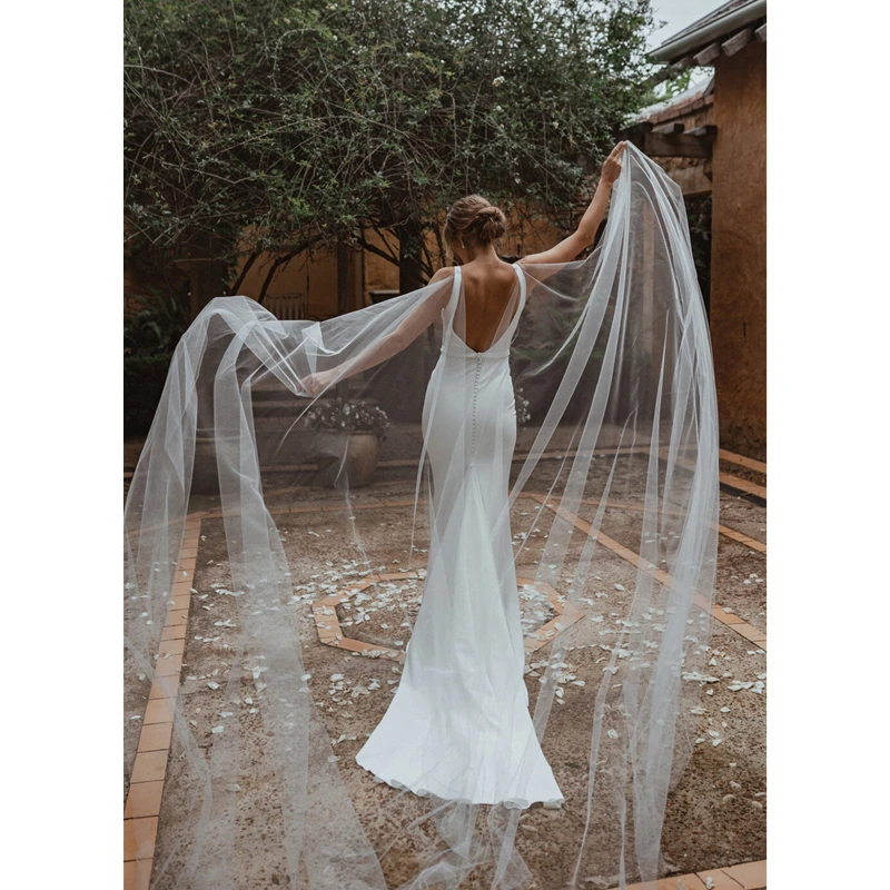 Voiles de cathédrale élégants avec clips en dentelle, cape de patients ivoire blanc, voile initié par un drap, mariage, BEmbed o Long Tulle, noir, 3 m, 4 m, 5 m