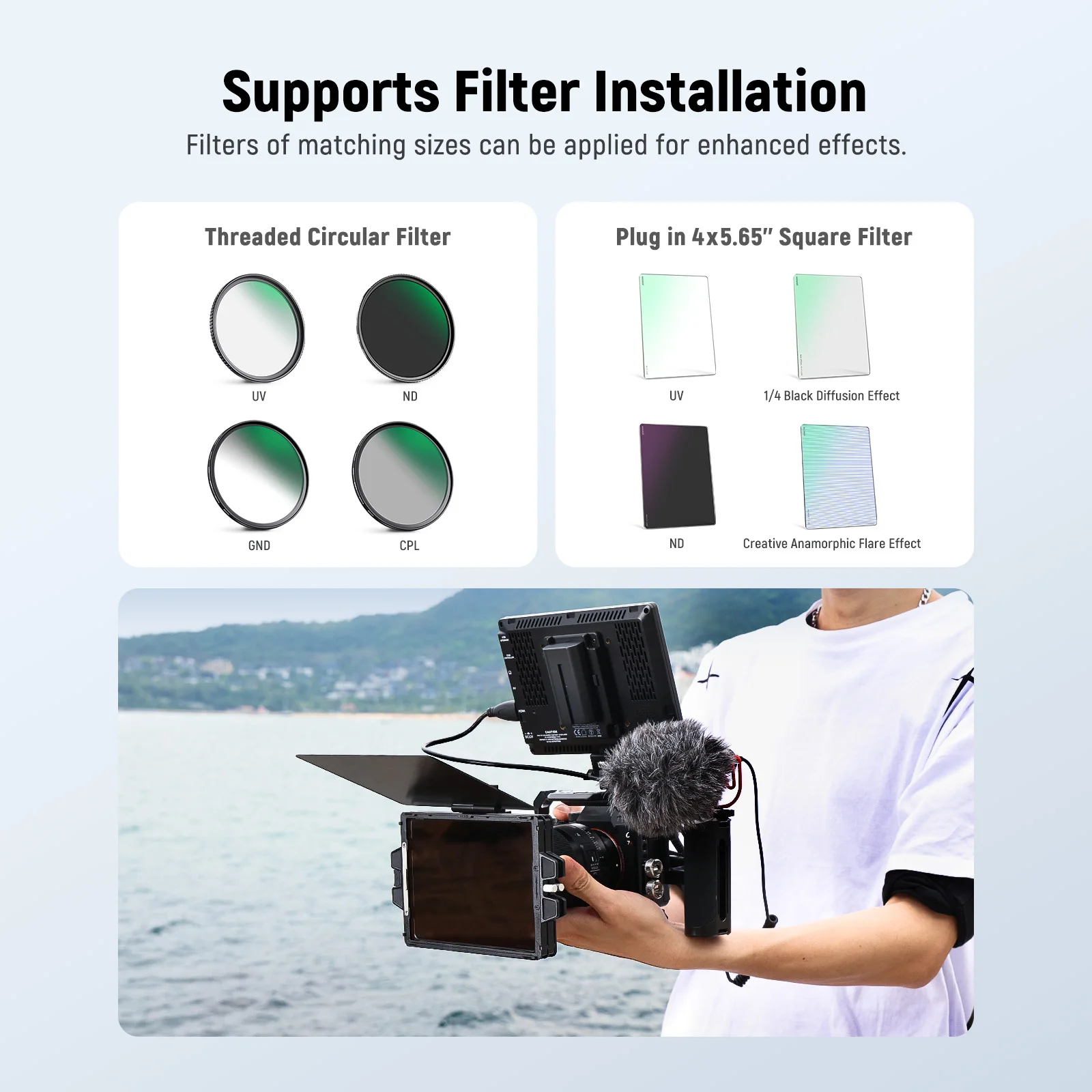 NEEWER PG002 صندوق صغير غير لامع مع علبة مرشح 4 بوصة × 5.65 بوصة علم ألياف الكربون لـ K&F NISI TIFFEN Cinema Filte لعدسة 67/72/77/82 مللي متر