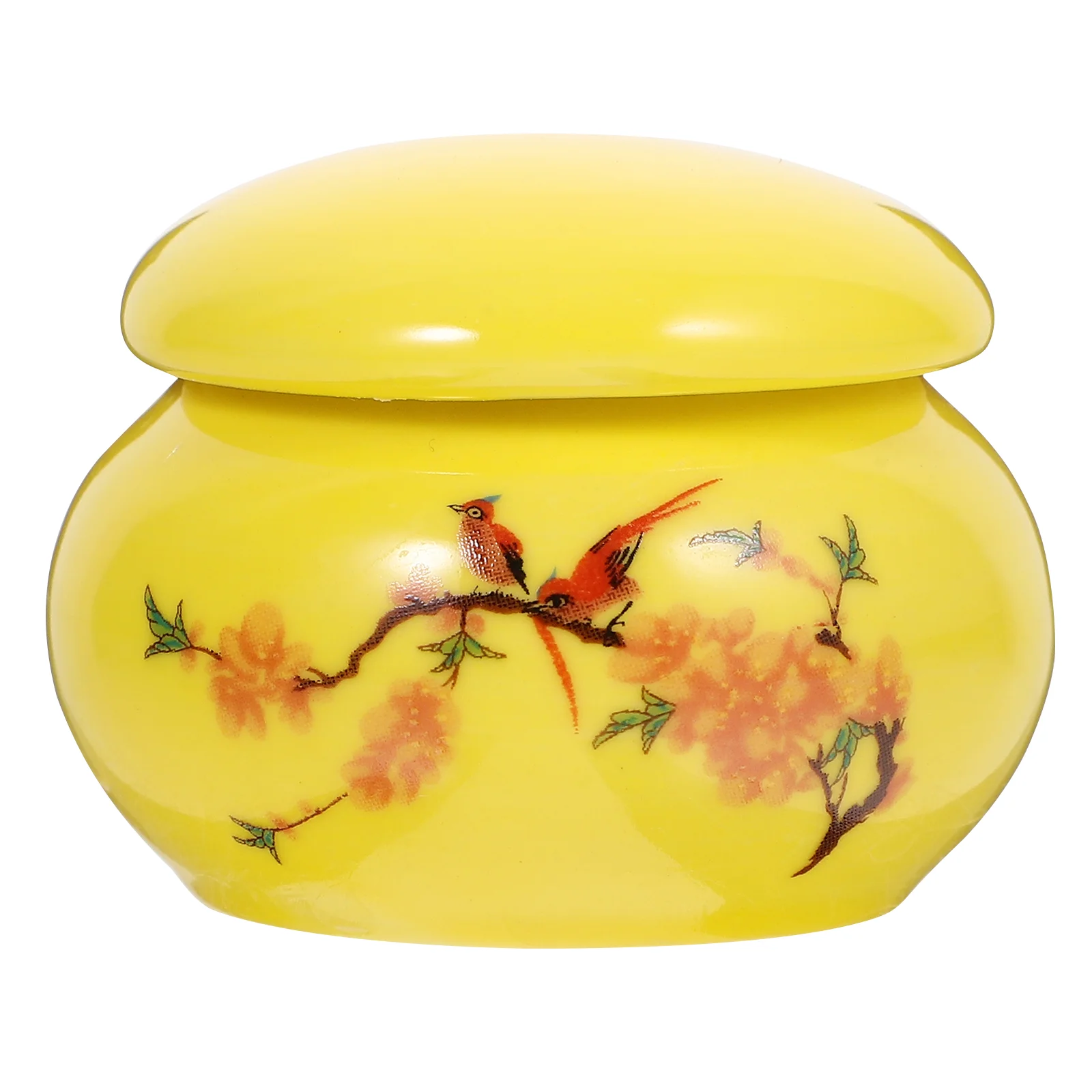 

Retro Chinese Sealed Jar Ceramic Mini Tea Can (yellow Printed - Medium Size) Canister for Bags Candy