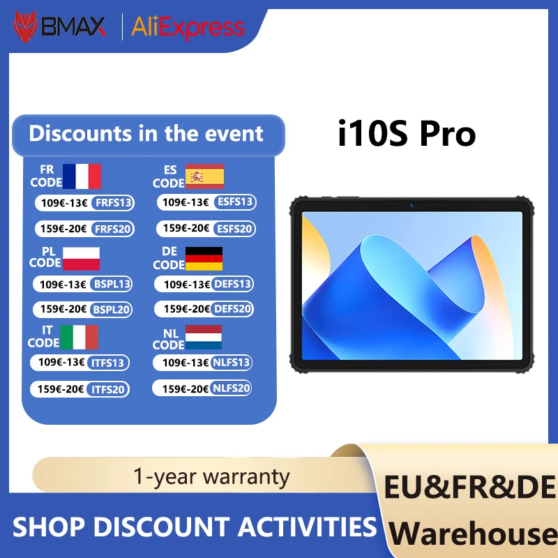 

BMAX Android 14MaxPad I10S Pro 10,1-дюймовый экран 6 ГБ + 8 ГБ, расширенное хранилище 128 ГБ, восьмиядерный процессор, коммерческий игровой планшет