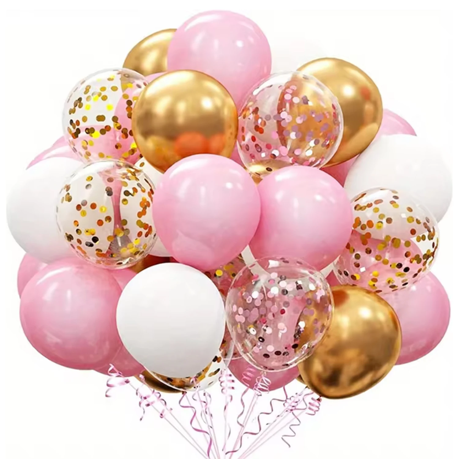 40 Stück rosa goldene weiße Konfetti-Luftballons Set Dekoration Luftballons Party Hochzeit Geburtstag Dekoration Lieferungen