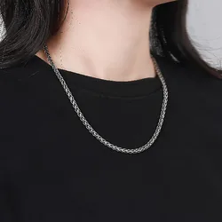 Simple Franco Link Chain Women's Necklace Hip Hop Hippie Necklace 3MM Stainless Steel Chains Minimalist Choker Neck Jewelry C024