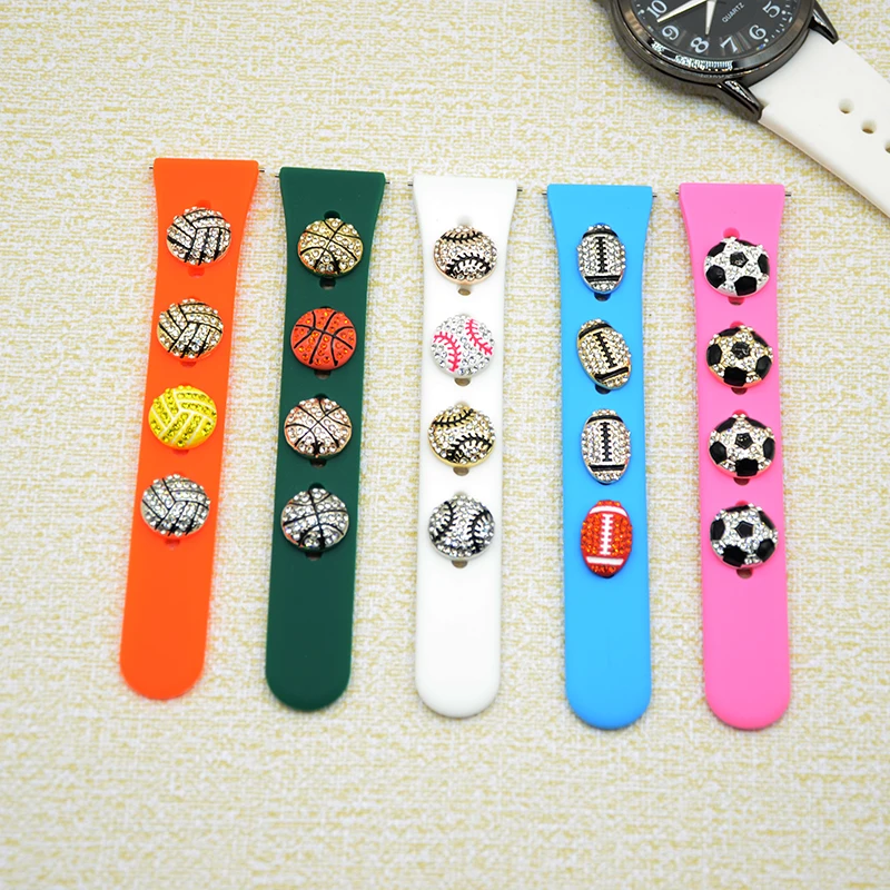 Sports Enthusiast Accessories For Apple Watch Strap Nails Studs Cute Rhinestone Charms Decorations For Silicone Watch Band 22MM