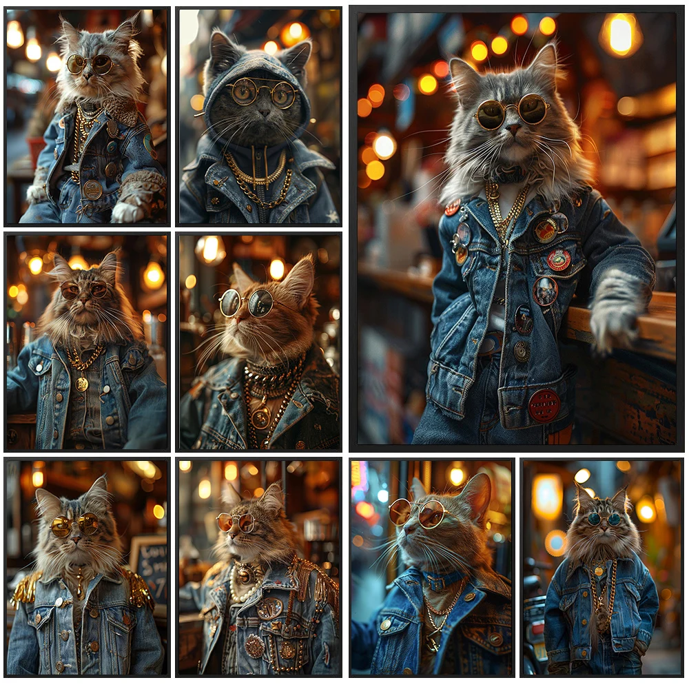 Vintage Fashion Prints For Wall - Pintura em Tela Vintage de Gato