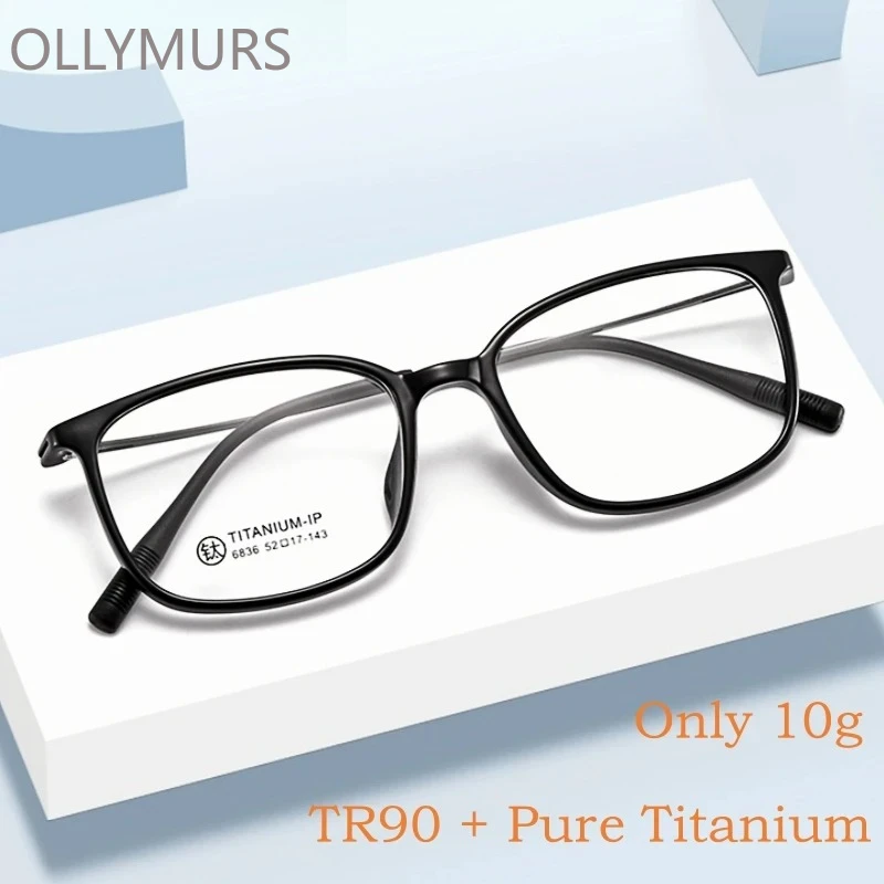 

OLLYMURS Ultra-light Flexible TR90 Eyewear Men Titanium Alloy Retro Small Face Optical Prescription Eyeglasses Frame Women 6836